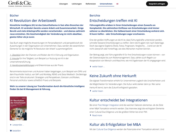 Groß & Cie. — Beratungswebsite mit Thought Leadership