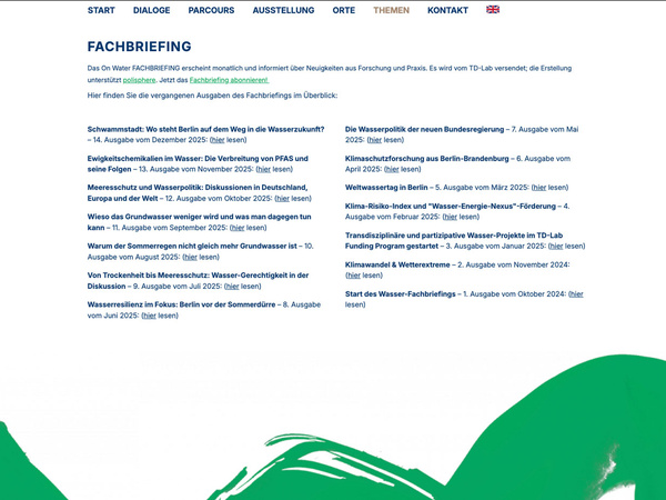 ON WATER — Wasserforschung erlebbar und mitgestaltbar machen