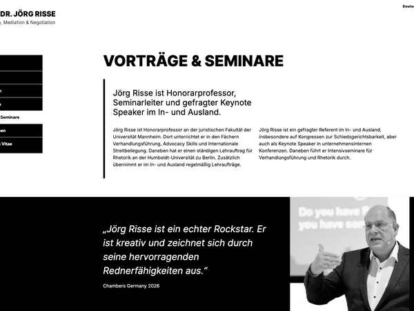 Prof. Dr. Jörg Risse — Website für Rechtsanwalt & Schiedsrichter